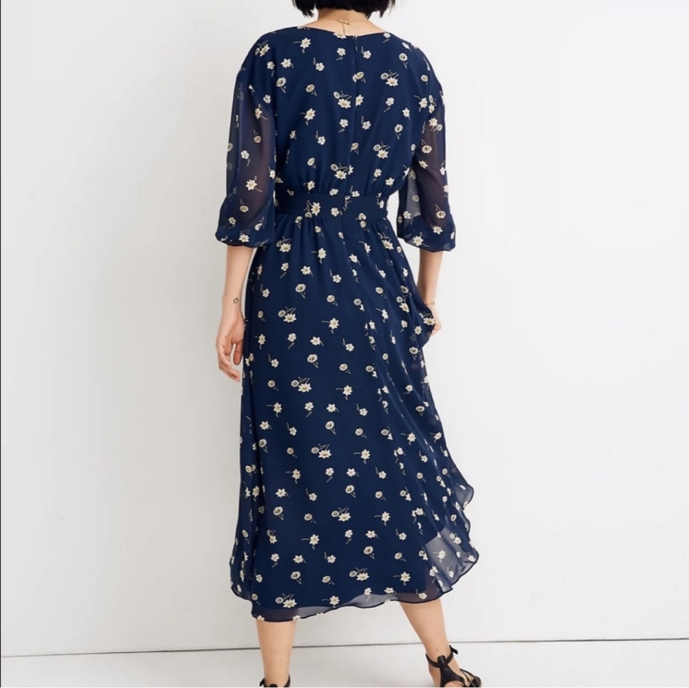 NWT Madewell Sheer Sleeve Button Front Midi Dress in Floral Heyday Print - Picture 2 of 4